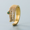 fashion personality copperplated gold microset zircon geometric crocodile ring hiphop open ringpicture15