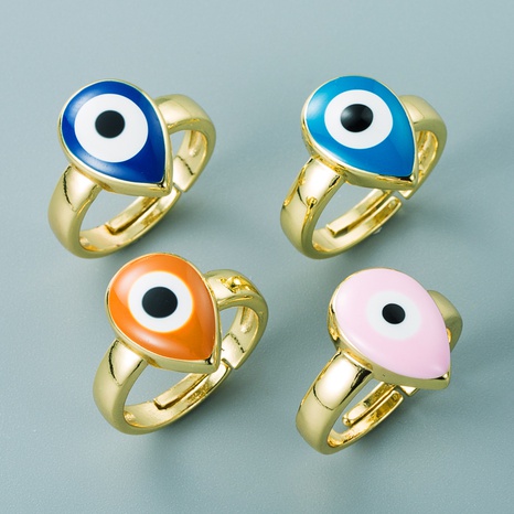 Devil's Eye Personality Creative Color Oil Drop Rings Copper Gold-plated Open Couple Rings's discount tags