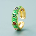 fashion copper plated 18K gold inlaid zircon drip oil ring enamel color craft colorful gem ethnic style ringpicture23