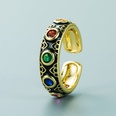 fashion copper plated 18K gold inlaid zircon drip oil ring enamel color craft colorful gem ethnic style ringpicture25