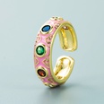 fashion copper plated 18K gold inlaid zircon drip oil ring enamel color craft colorful gem ethnic style ringpicture26