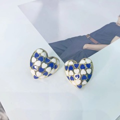 office OL fashion style simple blue love earrings
