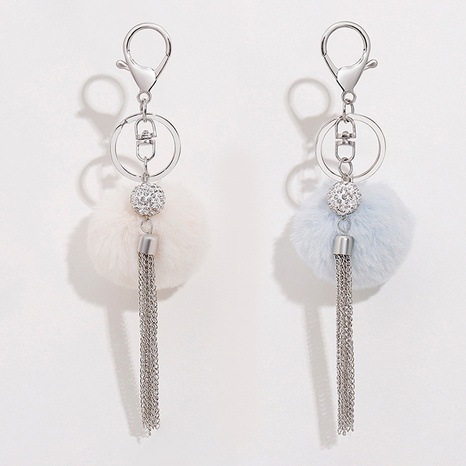 New Diamond Ball Tassel Pendant Bag Ornament Fur Ball Keychain Wholesale's discount tags