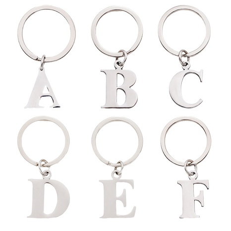 New Creative 26 English Letter Keychain Stainless Steel Letter Pendant's discount tags
