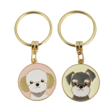Alloy Cartoon Puppy Keychain Pastoral Style Cute Puppy Husky Round Bag Pendant's discount tags