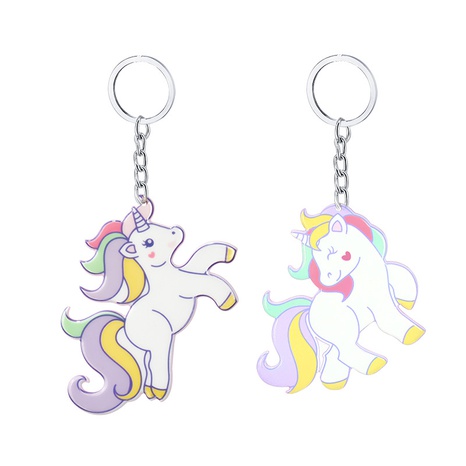 Fashion acrylic alloy keychain pendant cartoon unicorn shape bag pendant's discount tags