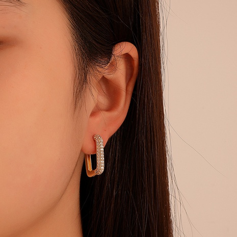 Boucle d'oreille carrée en zircon incrusté de cuivre coréen, boucles d'oreilles géométriques simples's discount tags