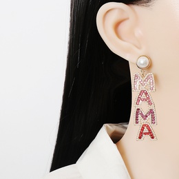 New exaggerated simple pearl rhinestone letters MAMA Earringspicture8