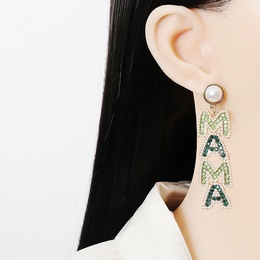 New exaggerated simple pearl rhinestone letters MAMA Earringspicture9