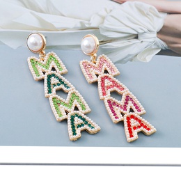 New exaggerated simple pearl rhinestone letters MAMA Earringspicture10