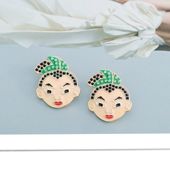 ins style personality cartoon character portrait earrings fashion creative drip oil earrings wholesale