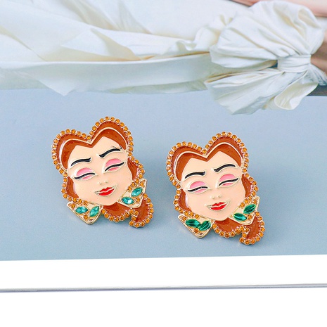 personality cartoon character portrait earrings fashion creative drip oil earrings wholesale's discount tags