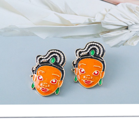 ins style personality cartoon character portrait earrings fashion drip oil earrings wholesale NHJJ558788's discount tags