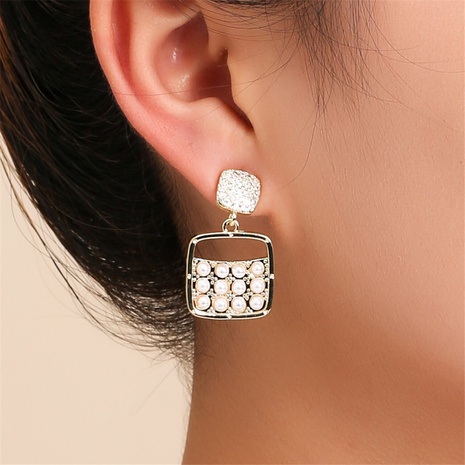 pearl hip-hop ladies fashion zircon copper earrings wholesale's discount tags