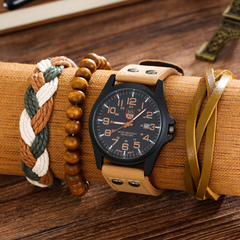 Men's Watch Fashion Contrast Color Round Pointer Date Quartz Watch