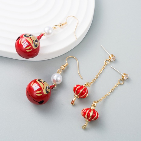 Fashion Chinese style cute bell long lantern alloy  earrings NHLN558793's discount tags