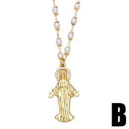 Virgin Mary Pendant Pearl Zircon Religious Copper Necklace Accessories Wholesalepicture8