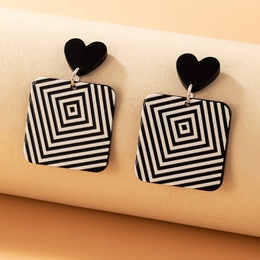 simple fashion black and white heart striped geometric shape resin earringspicture9