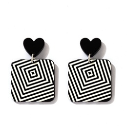 simple fashion black and white heart striped geometric shape resin earringspicture12