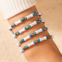 Ethnic Bamboo Beaded Multilayer Bracelet Geometric Simple Bracelet Four-piece Set