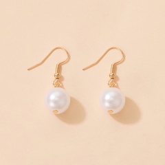 popular pearl alloy ear hooks geometric simple beaded earrings