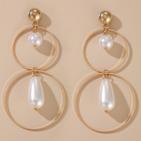 fashion OL earrings pearl pendant geometric alloy ring earrings's discount tags
