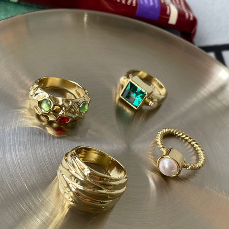 pierres précieuses de couleur rétro anneaux médiévaux dorés irréguliers's discount tags