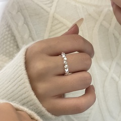 New niche design simple geometric square beaded rotatable plain ring fashion personality open ring