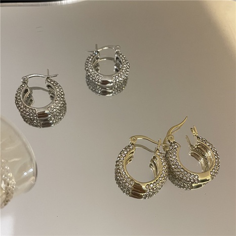 simple hoop micro-studded simple inlaid rhinestone earrings's discount tags