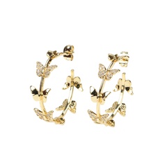 fashion simple zircon butterfly copper plated earrings