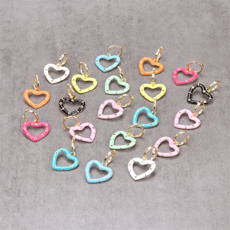 fashion heart shape zircon dripping oil copper earrings's discount tags