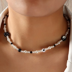 Boho style dice fashion necklace geometric pearl tai chi new necklace