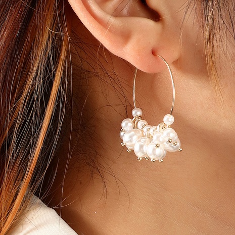 fashion geometric circle pearl tassels earrings's discount tags