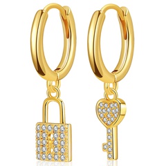 neue eingelegte Zirkonia Liebe Schlüsselschloss Design Ohrringe