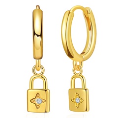 new lock line small pendant creative earrings copper plated 18K gold micro-inlaid zircon ins style earrings
