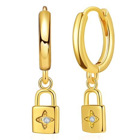 new lock line small pendant creative earrings copper plated 18K gold micro-inlaid zircon ins style earrings NHBD559025's discount tags