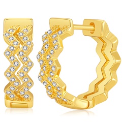 kupferplattiert 18 Karat Gold Ohrschnalle Hiphop-Stil Wasserripple Ohrring eingelegte Zirkone runde Ohrringe