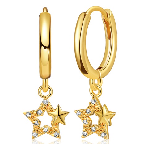 five-pointed star pendant earrings 18K gold plated earrings simple micro-inlaid zircon earrings NHBD559027's discount tags