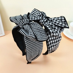 hair band wide-brimmed retro houndstooth hairpin large bow headband