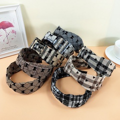 South Korea ins headband fabric wide-sided love hairpin bow suede plaid hair accessories