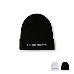 Black hat autumn and winter new warm embroidered letter knit hat