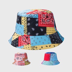 fashion color matching fisherman hat sunscreen sun hat graffiti double-sided basin hat