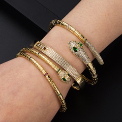 exaggerated copper plated real gold inlaid zircon snake-shaped bracelet