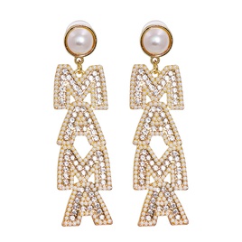 New exaggerated simple pearl rhinestone letters MAMA Earringspicture13