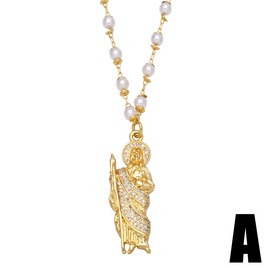 Virgin Mary Pendant Pearl Zircon Religious Copper Necklace Accessories Wholesalepicture11