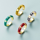 fashion copper goldplated multicolor oil drop eye heartshaped ring opening adjustable zircon ringpicture15