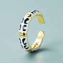 fashion copper goldplated multicolor oil drop eye heartshaped ring opening adjustable zircon ringpicture17