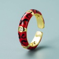 fashion copper goldplated multicolor oil drop eye heartshaped ring opening adjustable zircon ringpicture20