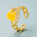 fashion copper goldplated microset zircon Christmas hat ring color dripping oil open ringpicture13