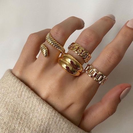 Ensemble de 4 anneaux en forme de bracelet de montre à chaîne creuse's discount tags